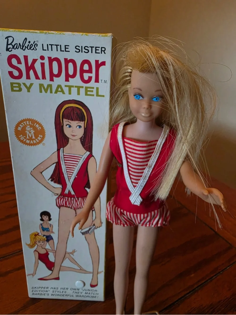 Mattel Skipper Doll in Red and White Striped Outfit